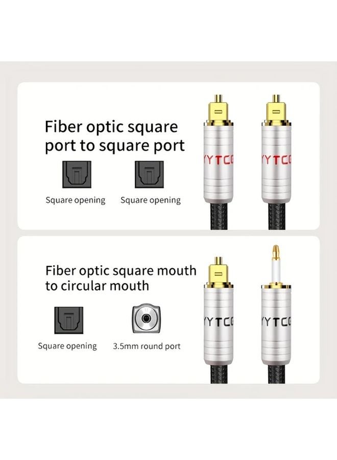 Digital Optical Audio Cable SPDIF 2m Square To Circular Port For Home Theater - Image 1